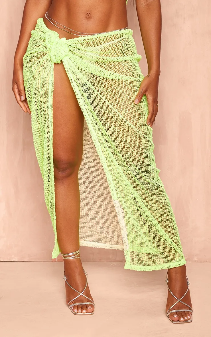 Shape Jupe mi-longue texturée vert citron en sequins à noeud sur le côté