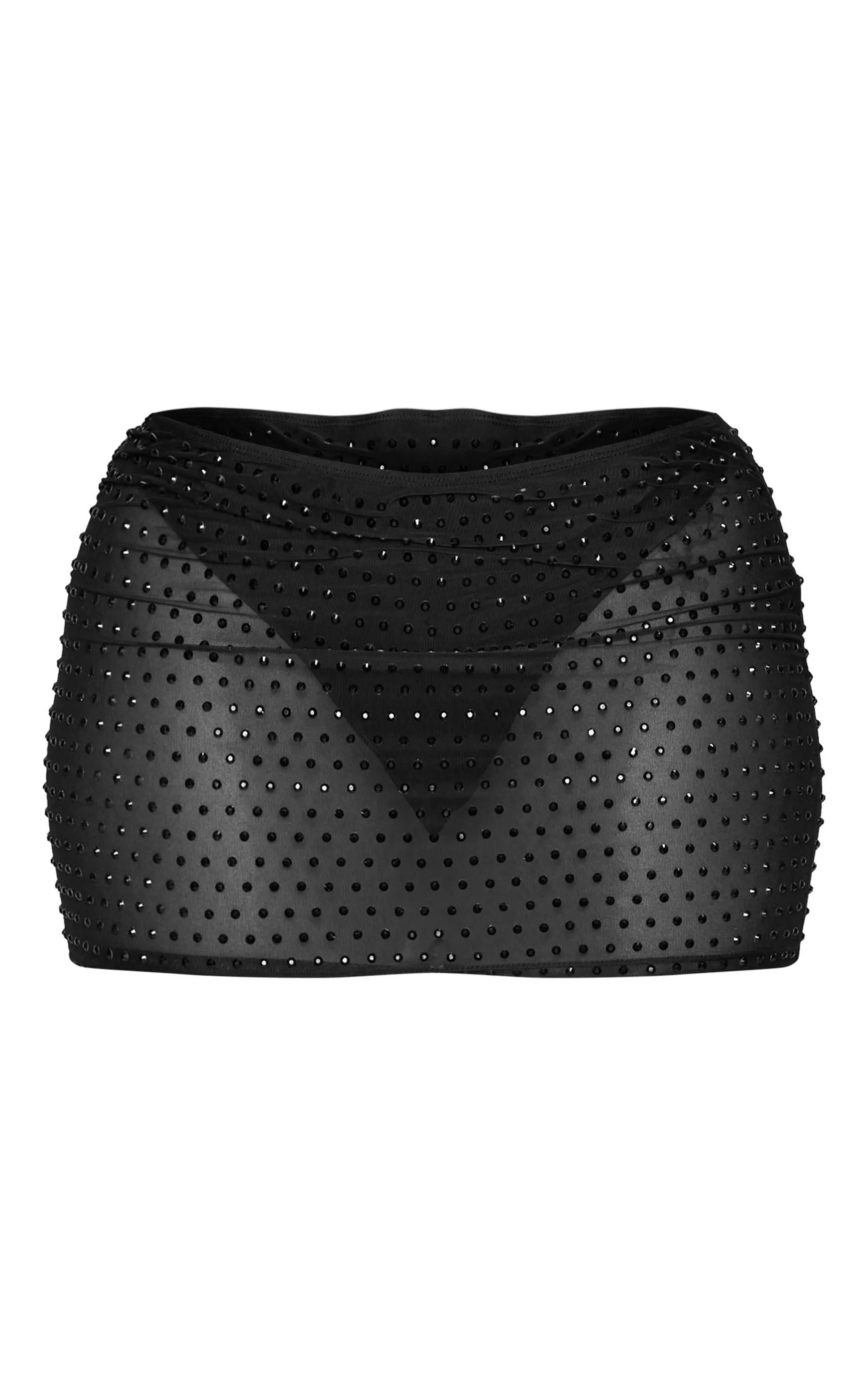 Shape Micro-jupe taille basse noire à strass