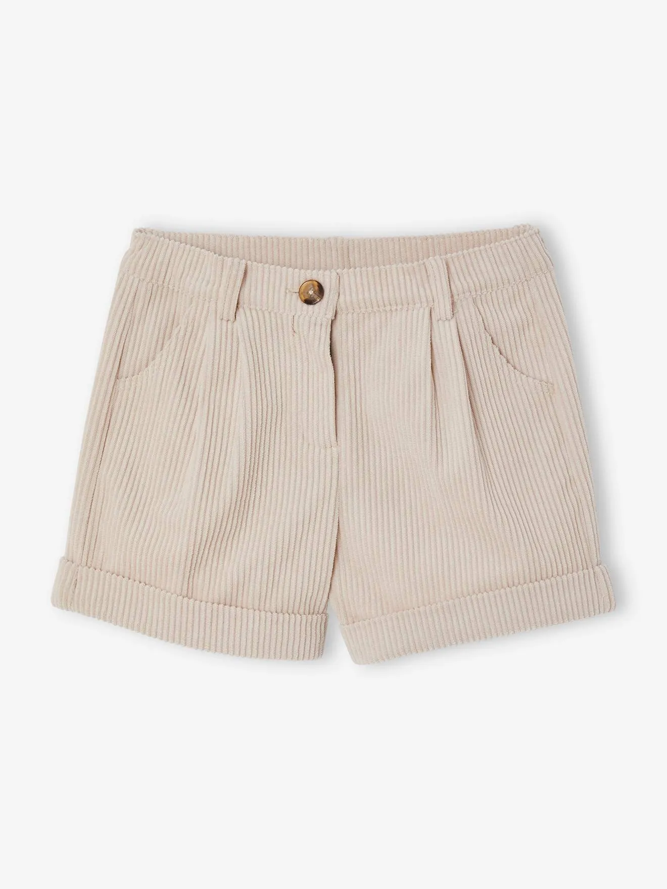 Short en velours côtelé fille beige poudré - Vertbaudet