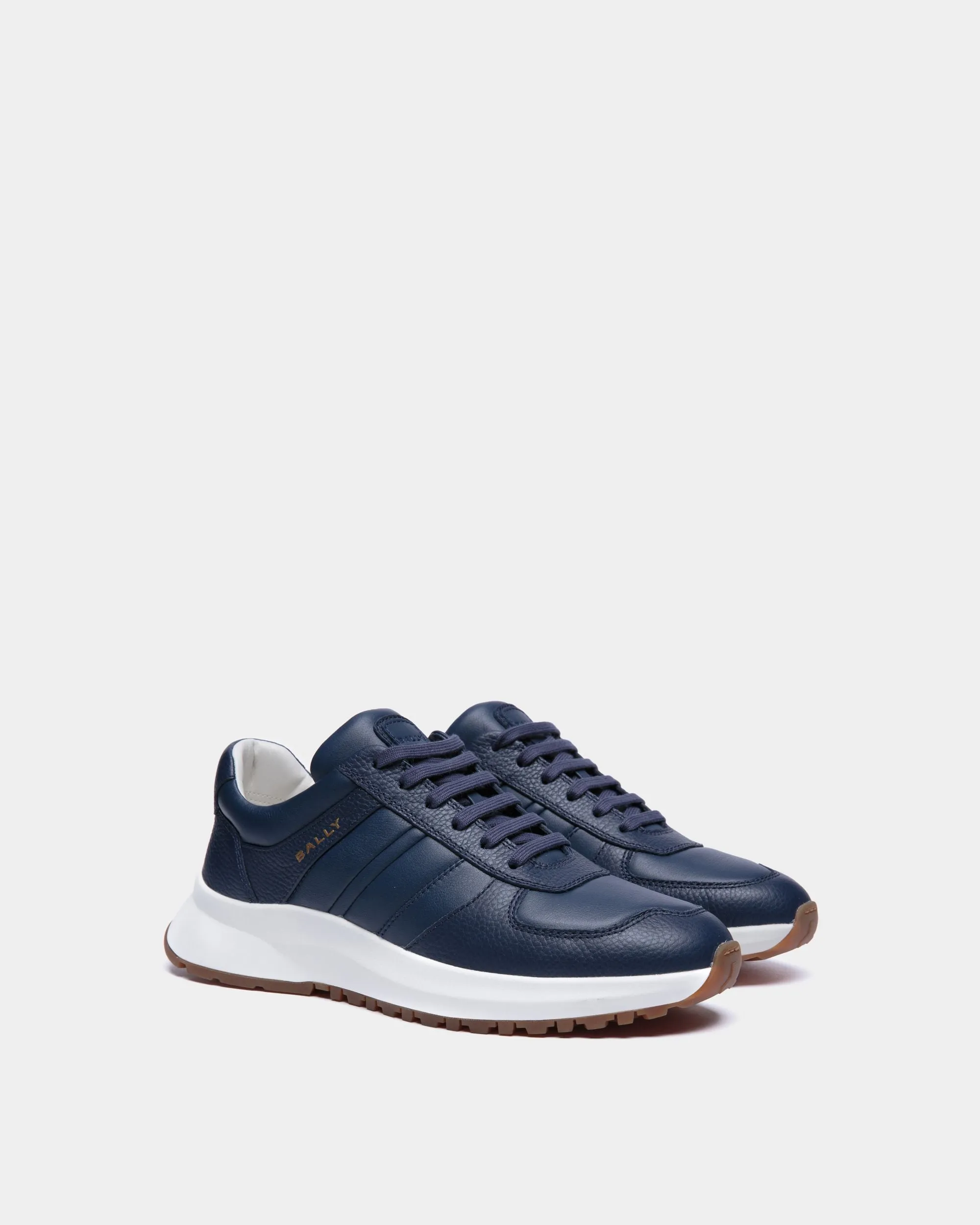 Sneaker Outline En Cuir Grainé Bleu