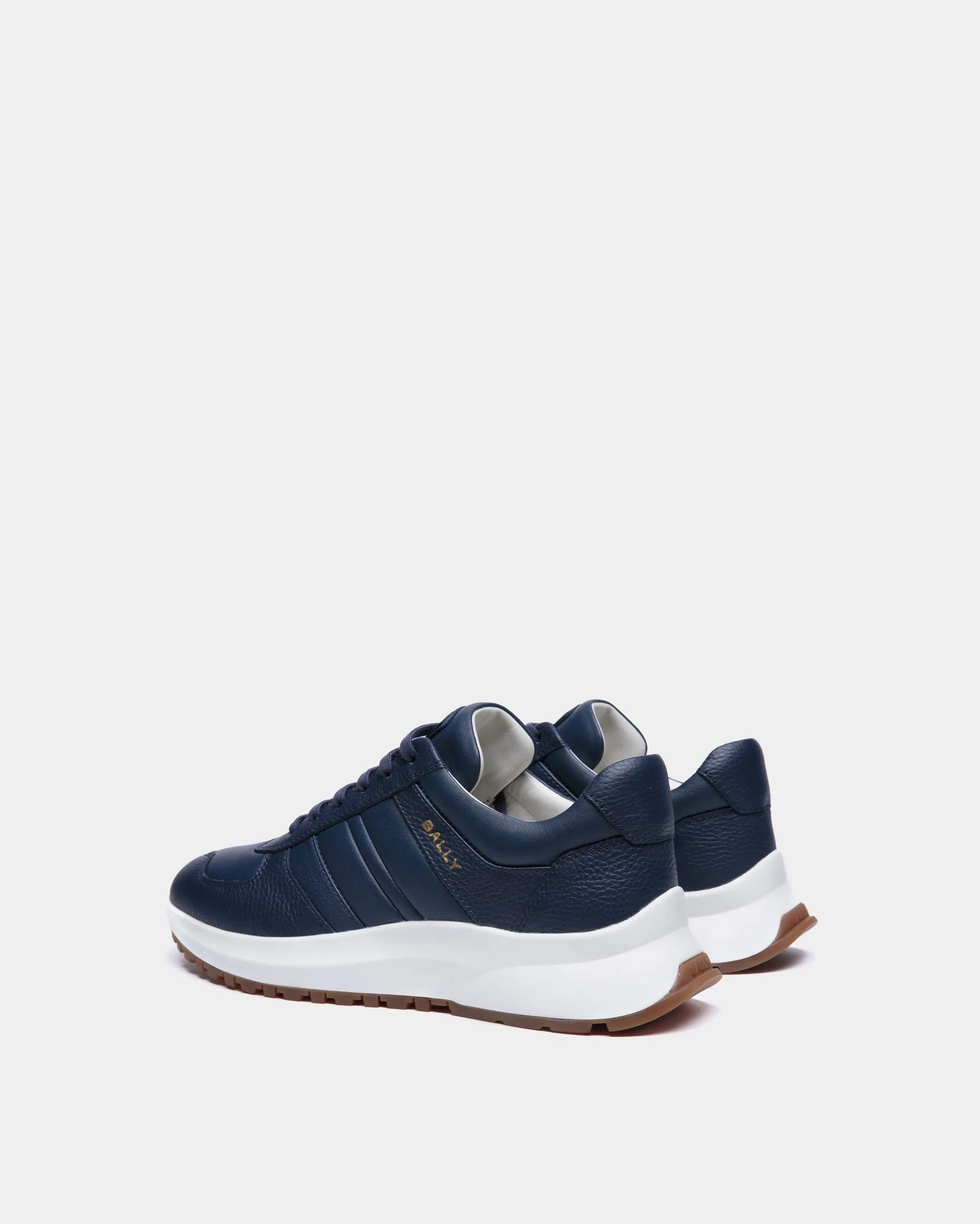 Sneaker Outline En Cuir Grainé Bleu