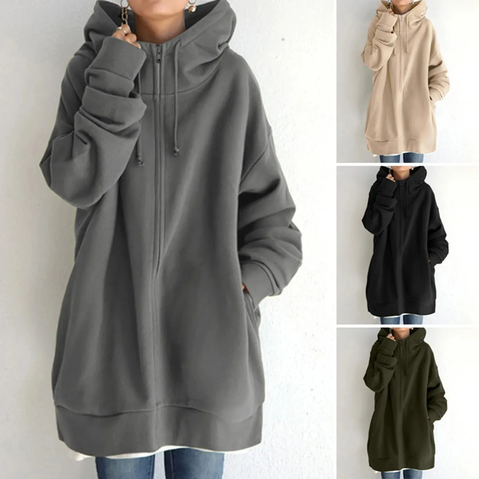 Sophie Paris | Manteau Sweatshirt à capuche en polaire avec fermeture 