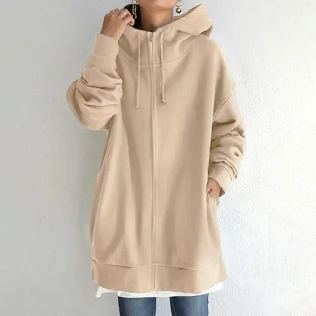 Sophie Paris | Manteau Sweatshirt à capuche en polaire avec fermeture 