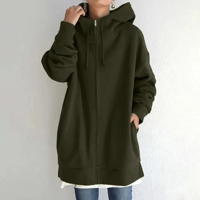 Sophie Paris | Manteau Sweatshirt à capuche en polaire avec fermeture 