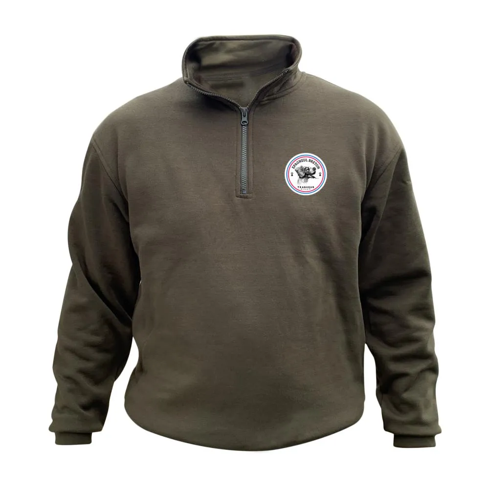 Sweat de chasse Col Zip – Ecusson Epagneul Breton