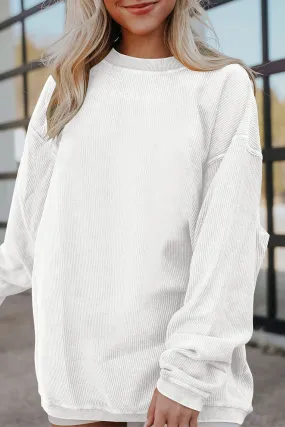 Sweat oversize en velours ctelé blanc