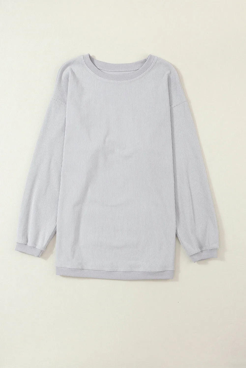 Sweat oversize en velours ctelé gris clair