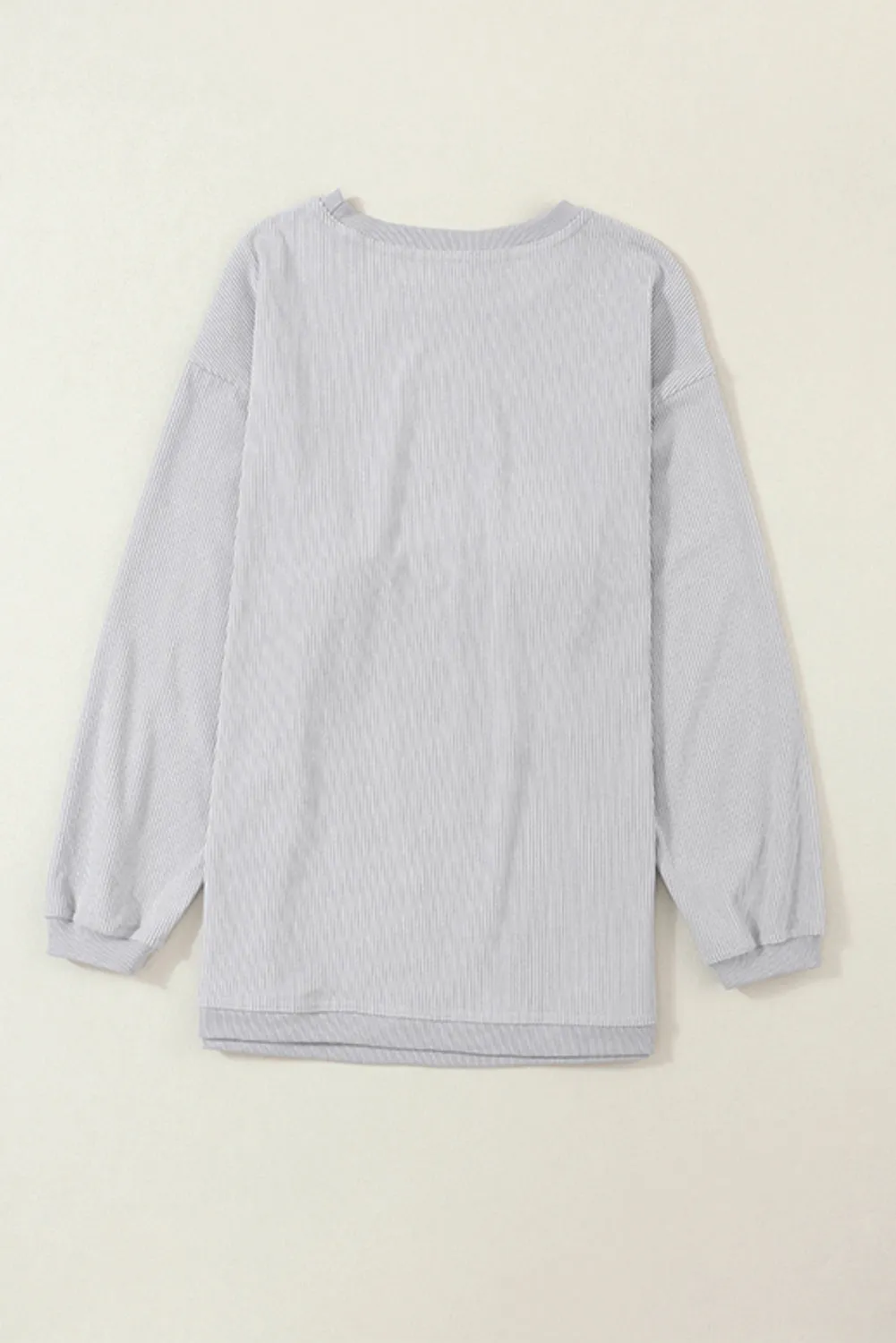 Sweat oversize en velours ctelé gris clair