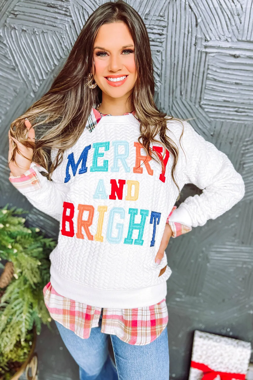 Sweat-shirt blanc en tricot torsadé Merry And Bright *