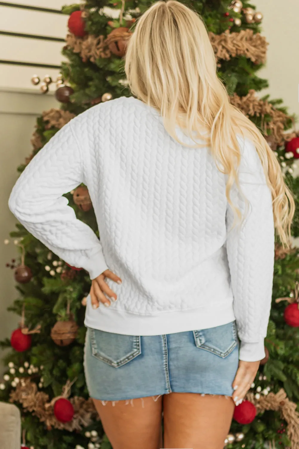 Sweat-shirt blanc en tricot torsadé Merry And Bright *