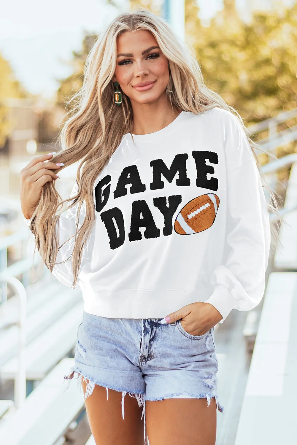 Sweat-shirt blanc à enfiler graphique GAME DAY