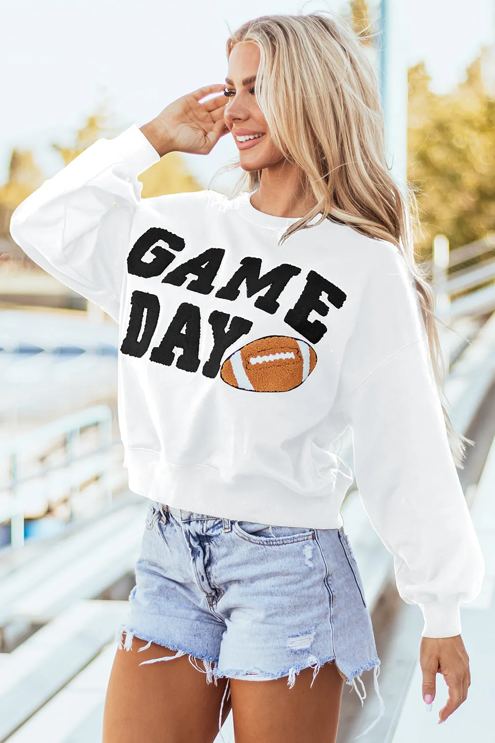 Sweat-shirt blanc à enfiler graphique GAME DAY