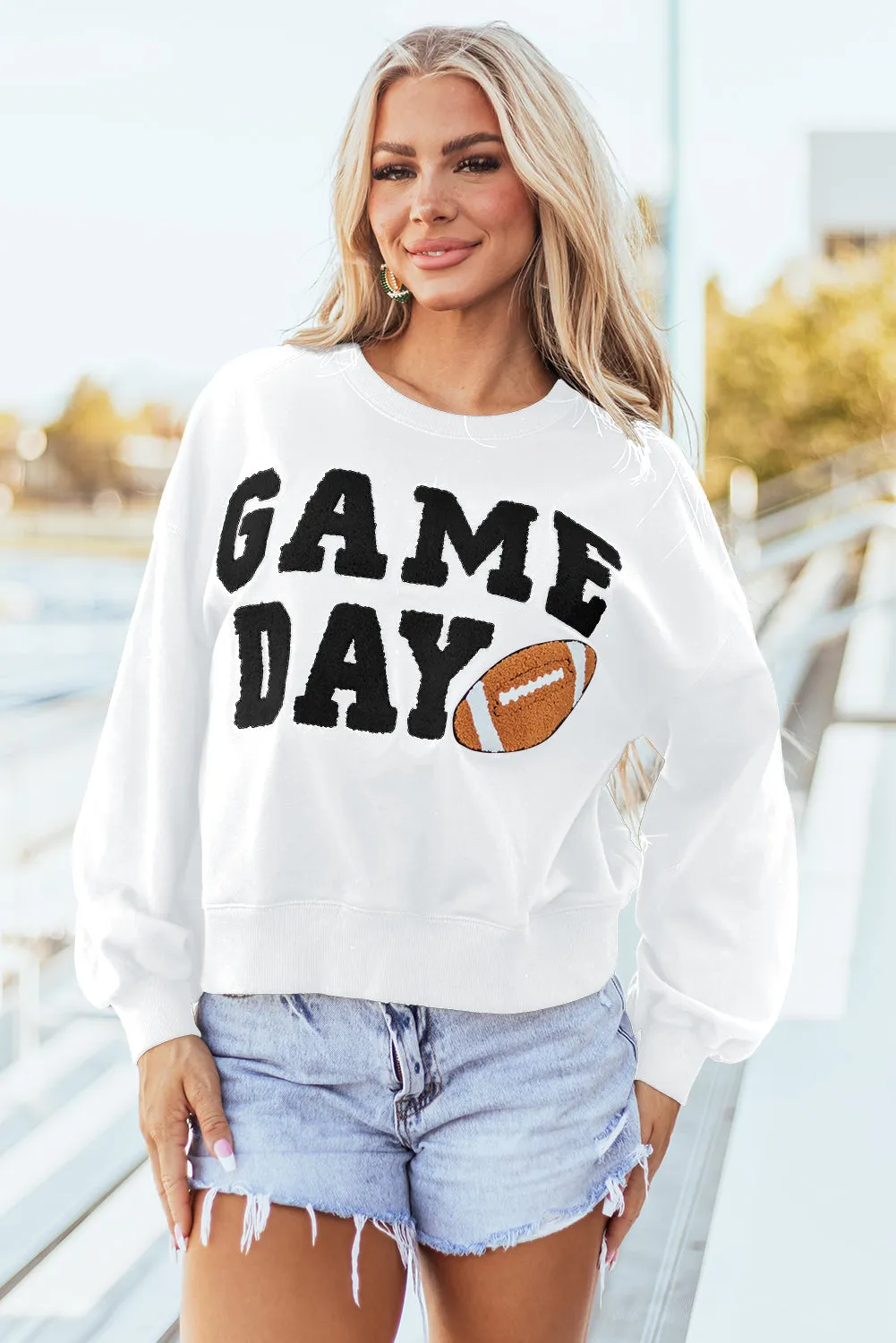 Sweat-shirt blanc à enfiler graphique GAME DAY