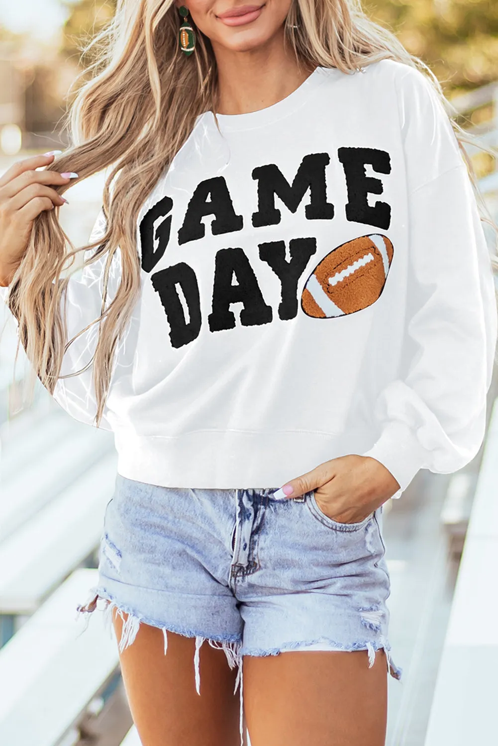 Sweat-shirt blanc à enfiler graphique GAME DAY