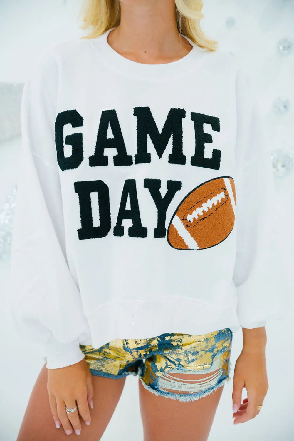 Sweat-shirt blanc à enfiler graphique GAME DAY