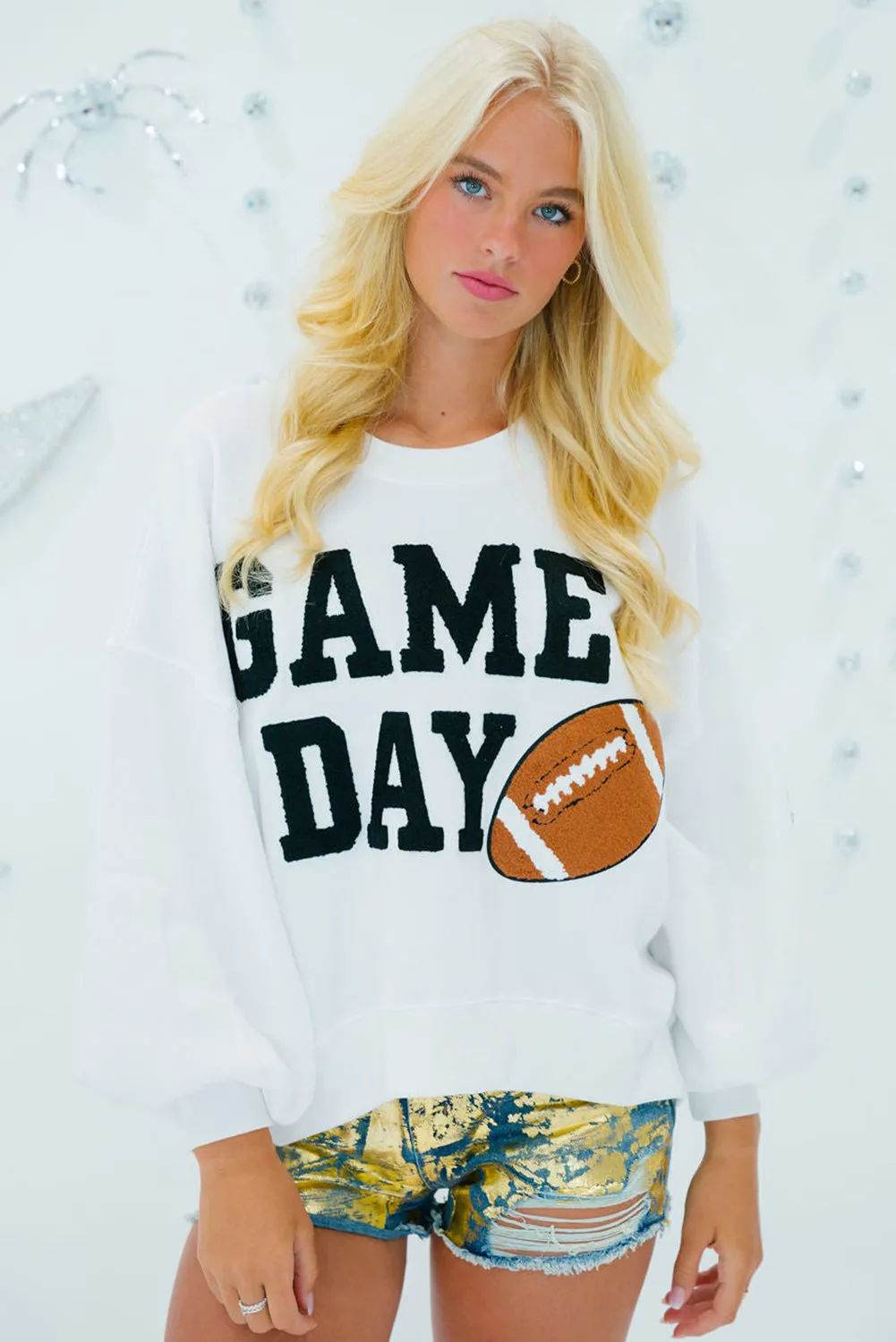 Sweat-shirt blanc à enfiler graphique GAME DAY