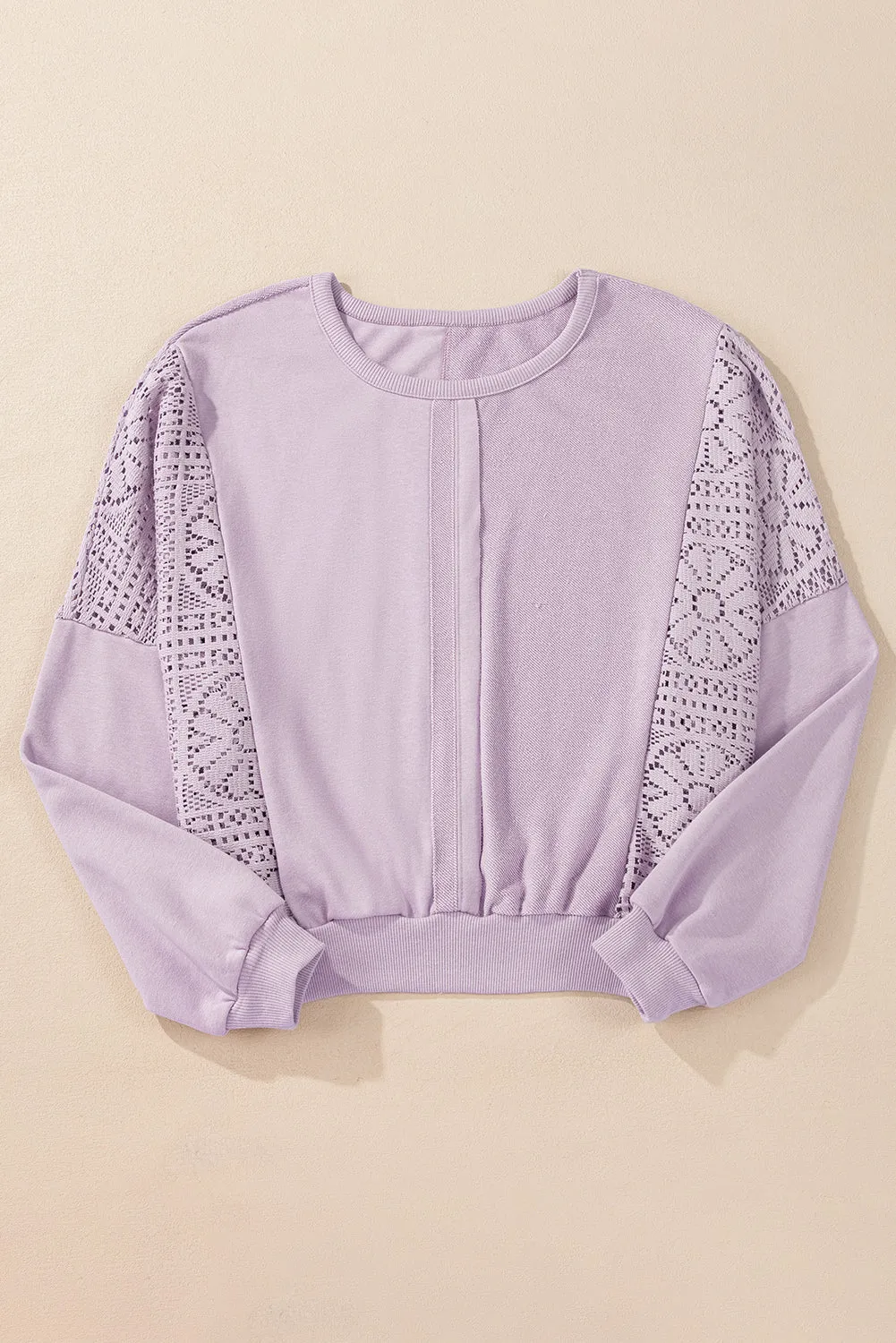 Sweat-shirt en tricot à pétales d'orchidées, coutures exposées au crochet, bordure ctelée