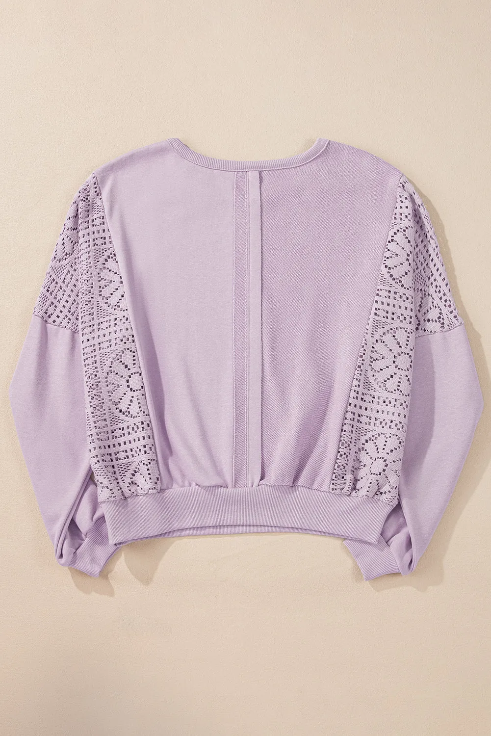 Sweat-shirt en tricot à pétales d'orchidées, coutures exposées au crochet, bordure ctelée