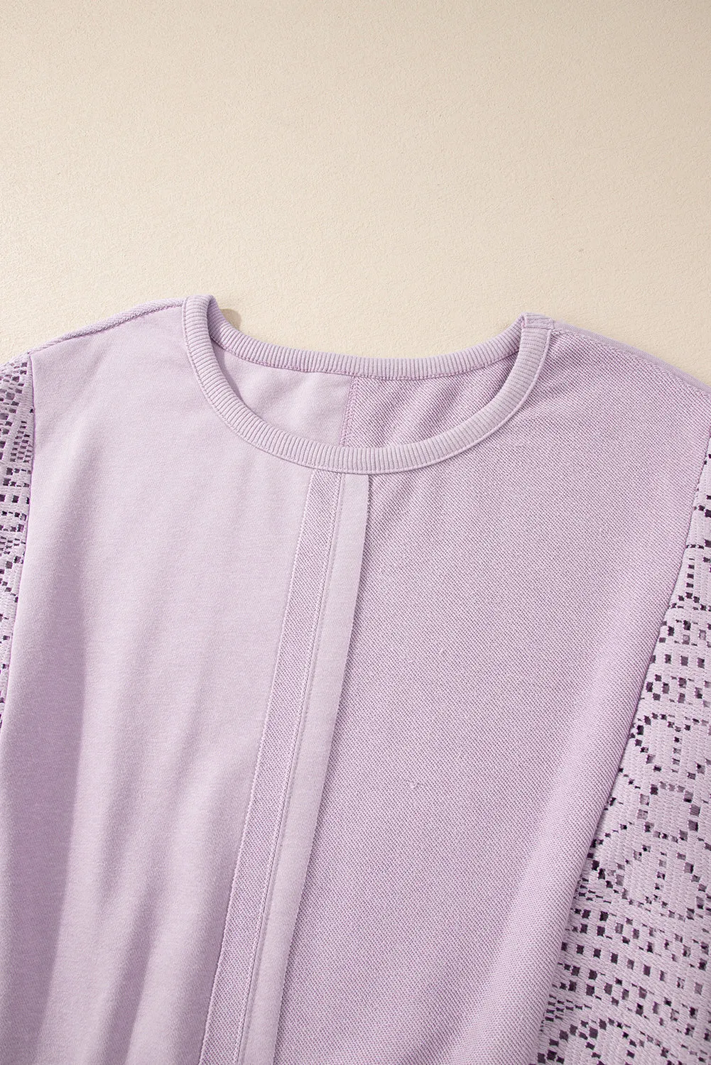 Sweat-shirt en tricot à pétales d'orchidées, coutures exposées au crochet, bordure ctelée