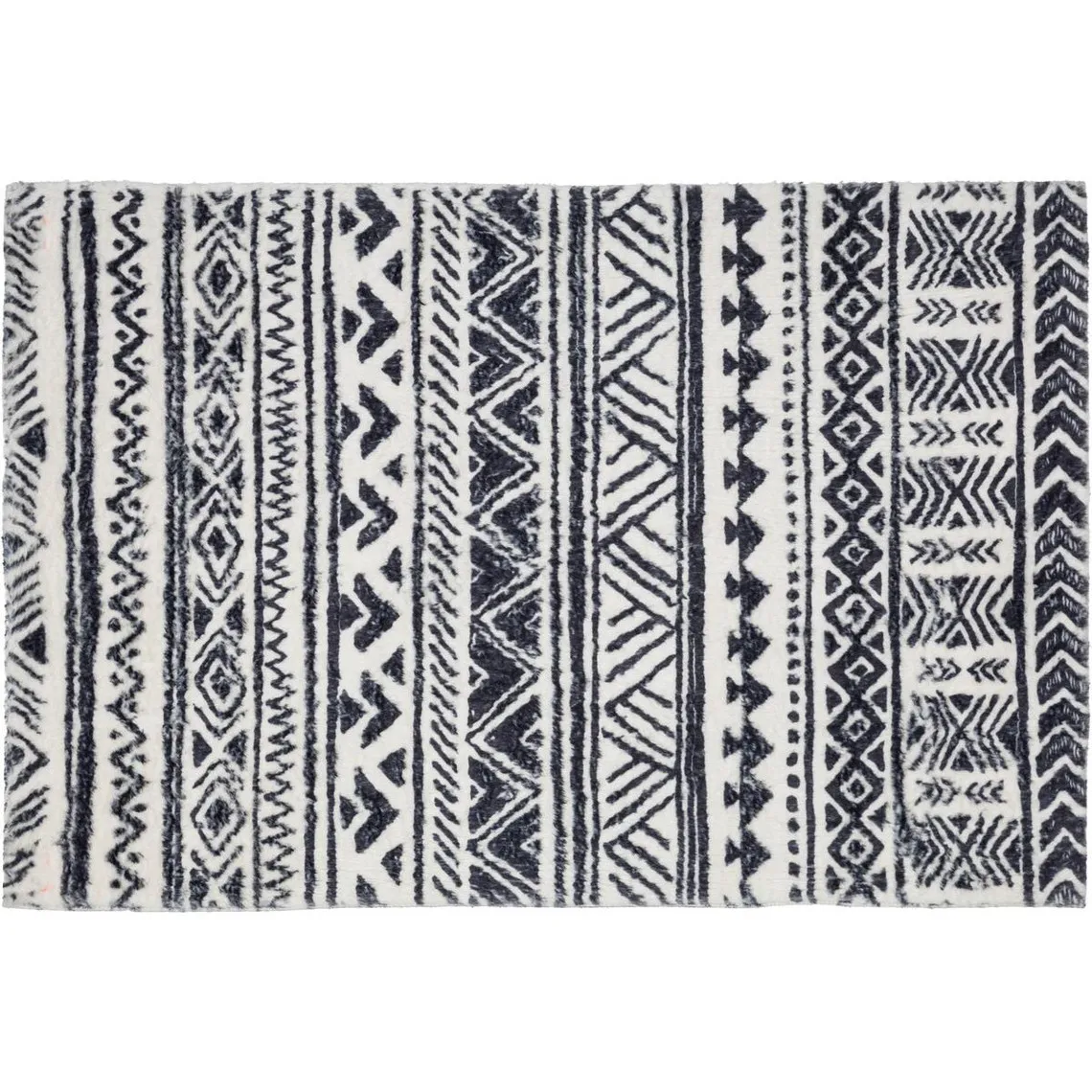 Tapis en fausse fourrure noir et blanc | 3 Suisses