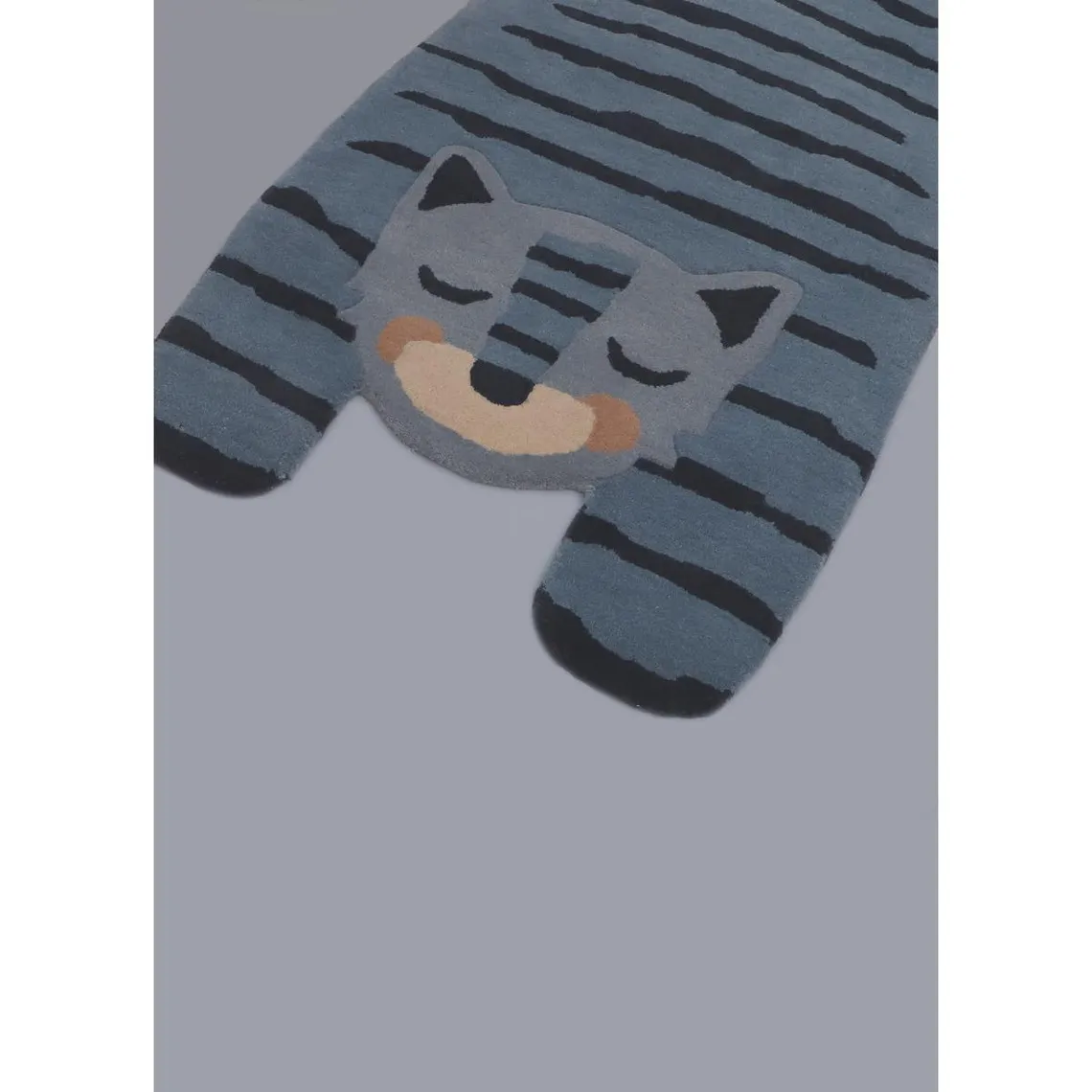 Tapis enfant tigre en Laine Bleu  | 3 Suisses