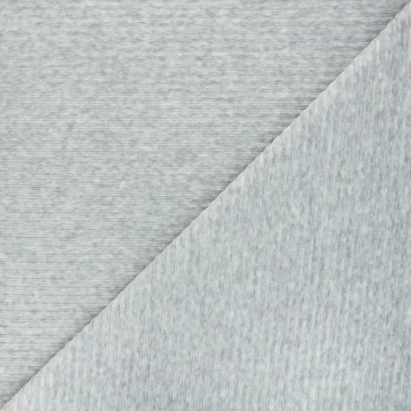 Tissu jersey velours côtelé Andrea - gris chiné