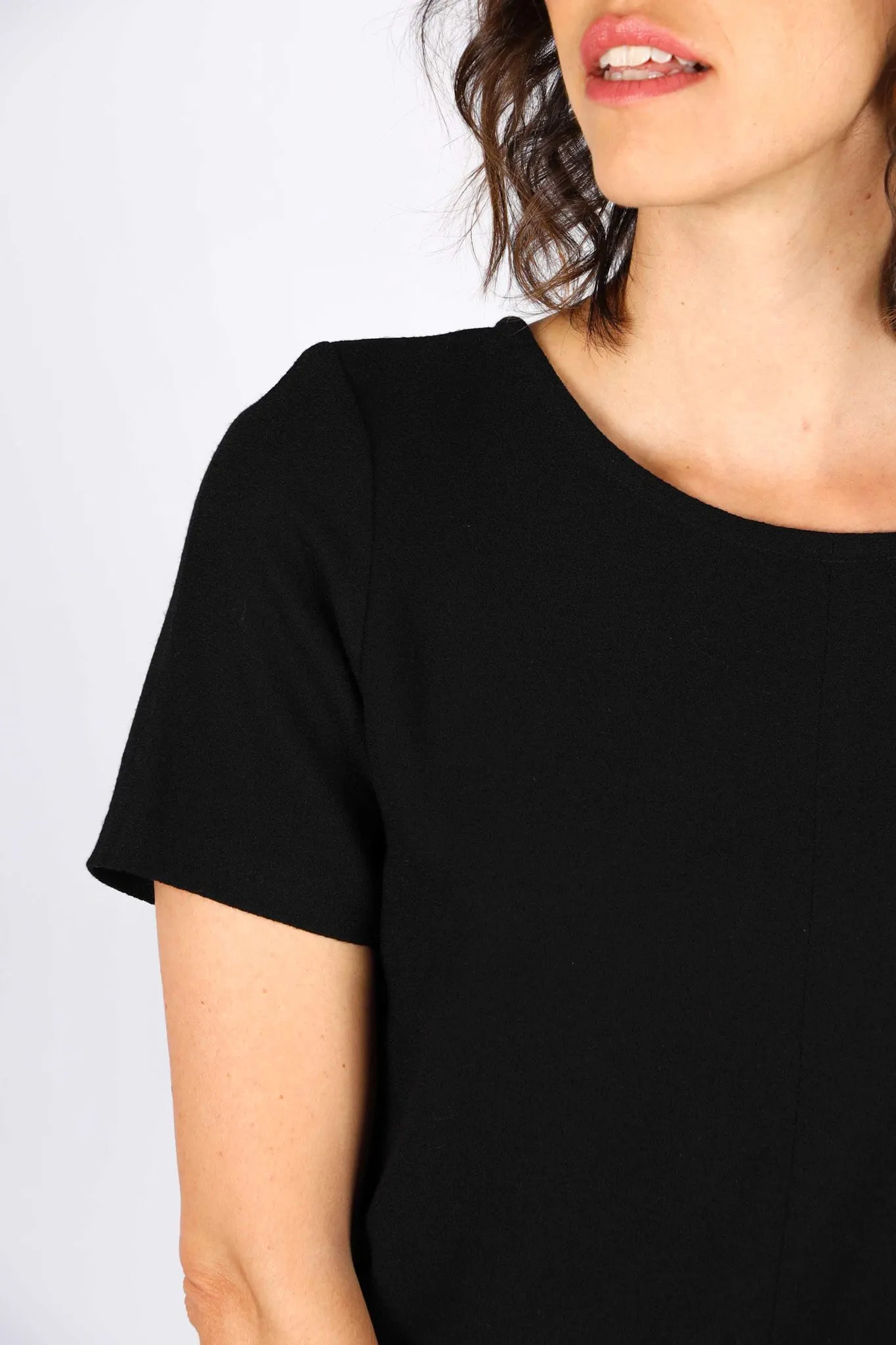 Tshirt noir femme chic en crêpe de laine Aurélia